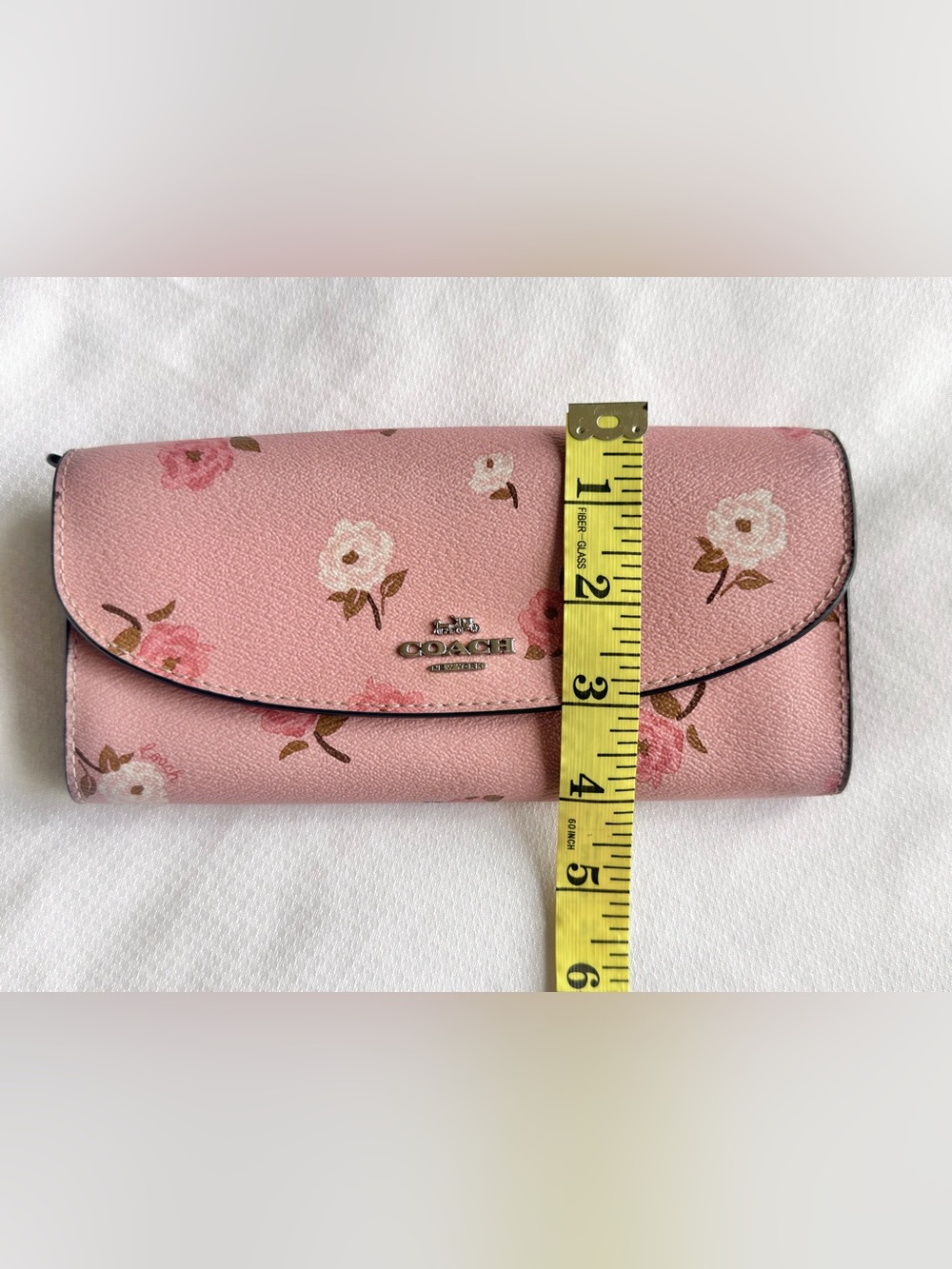 Coach Pink Floral Continental Wallet with Silver Logo - Picture 11 of 12